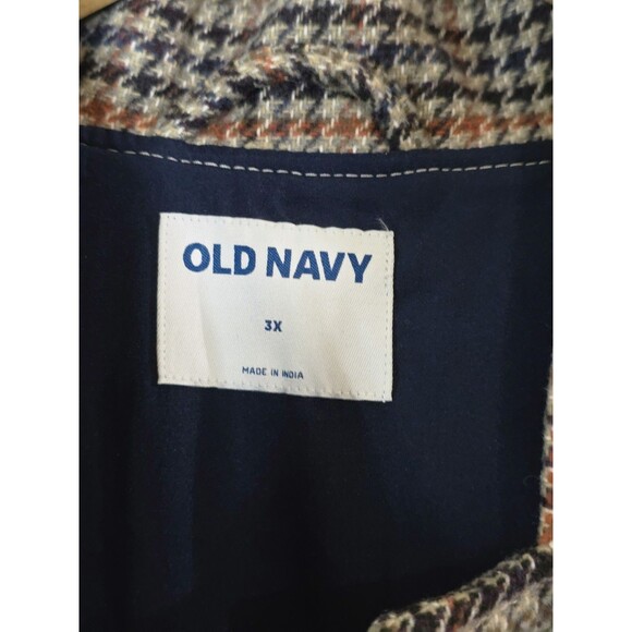 Old Navy Houndstooth Bomber Jacket Short Lined Plus Womens Size 3X Brown - Picture 8 of 11